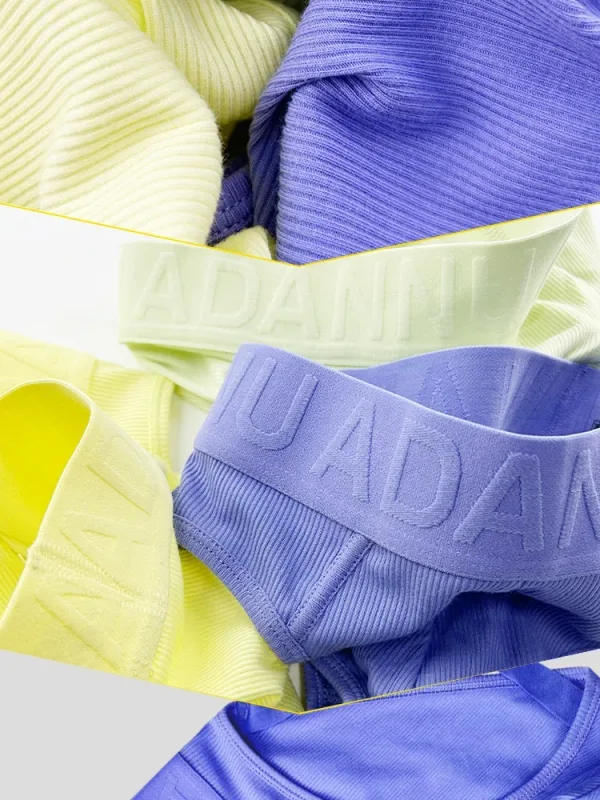 1PCS Solid Color Ribbed Male Briefs ADANNU Embossed Logo Elastic Waist Stretch Comfort Daily Bikini Underpants AD759