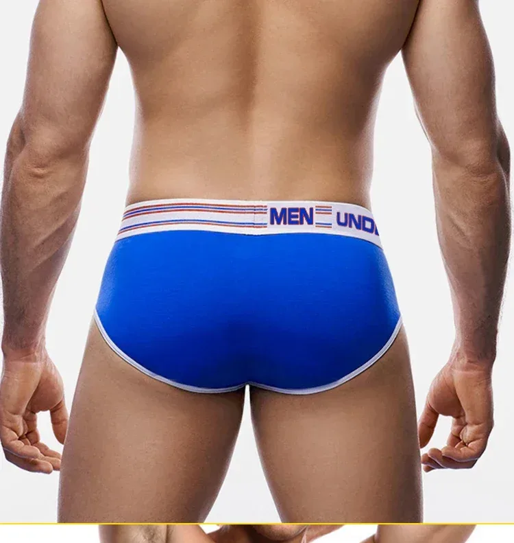 Men's Cotton Color Block Briefs, Pump! Logo Wide Waistband Low Rise Sexy 3D Convex Pouch Underwear 3256813080433415