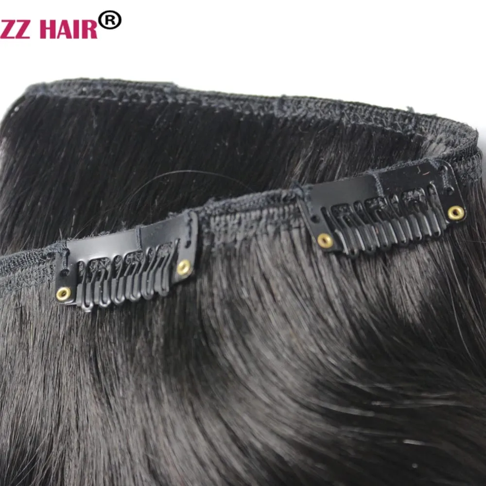 קליפס-אין 100% ברזילאי אנושי תוספות שיער 16"-28" שלוש חתיכות 3 יחידות סט 100 גרם-200 גרם 1x25 2x10 טבעי ישר