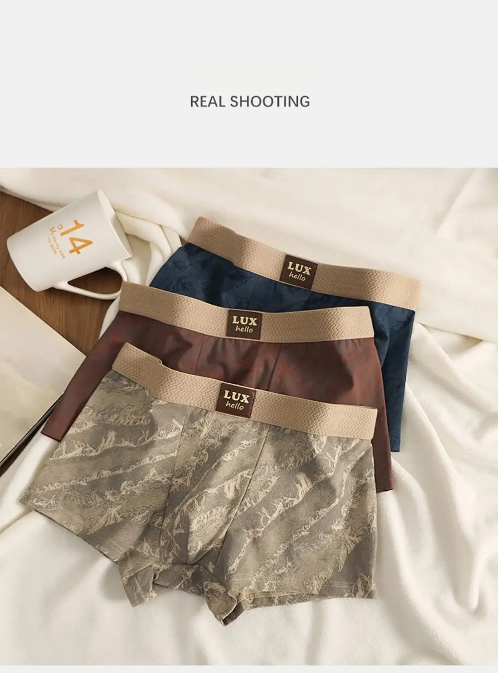 3PCS/Pack 100% Cotton Luxury Print Boxers Hombre 3D Mesh Breathable Antibacterial Pouch Underwear Comfortable Soft Men's Panties