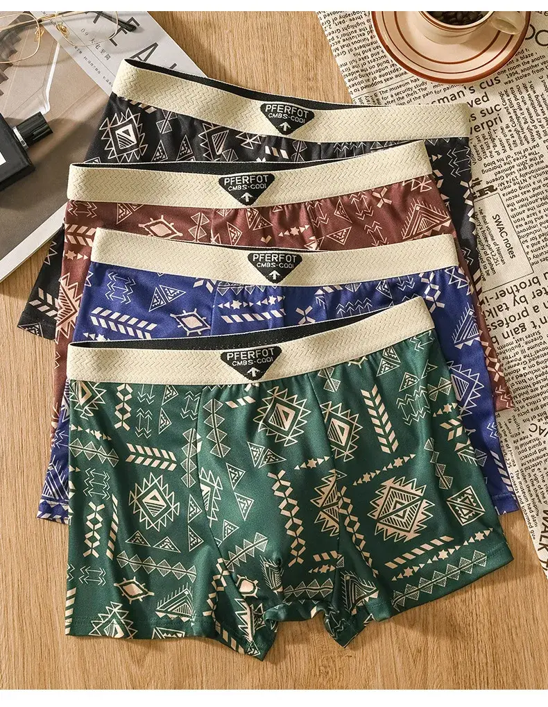 4pcs Sports Shorts Men Graffiti Boxers and Underpants Fashion Men's Boxer Briefs Cotton Man Boxer Men Panties Set Man Underwear