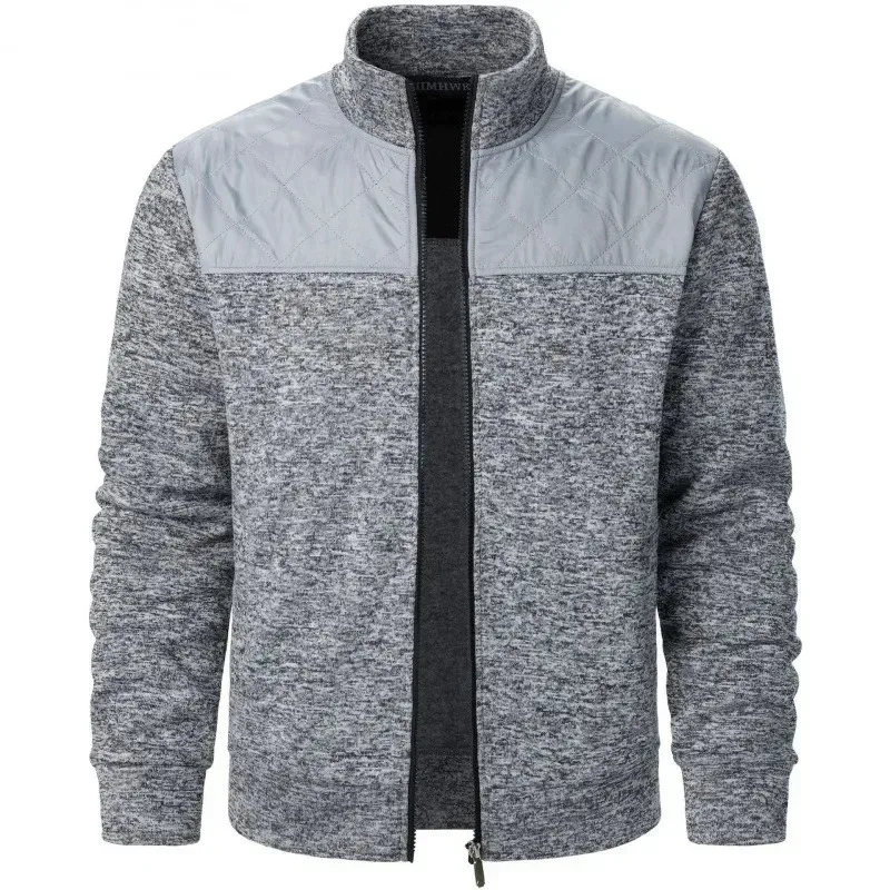 Panlalaking Tagpi-tagping Sweatshirt Stand Collar Jacket Slim Fit Cardigan Streetwear Kasuotang Pang-sports Casual Zip Up Coat Panlabas na Tracksuit na Panlalaki