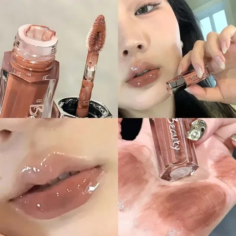 Ice διάφανο καφέ Lip Gloss Ενυδατικό γυαλιστερό υγρό κραγιόν Nude Water Light Glass Mirror Lip Glaze Μακιγιάζ μακράς διαρκείας