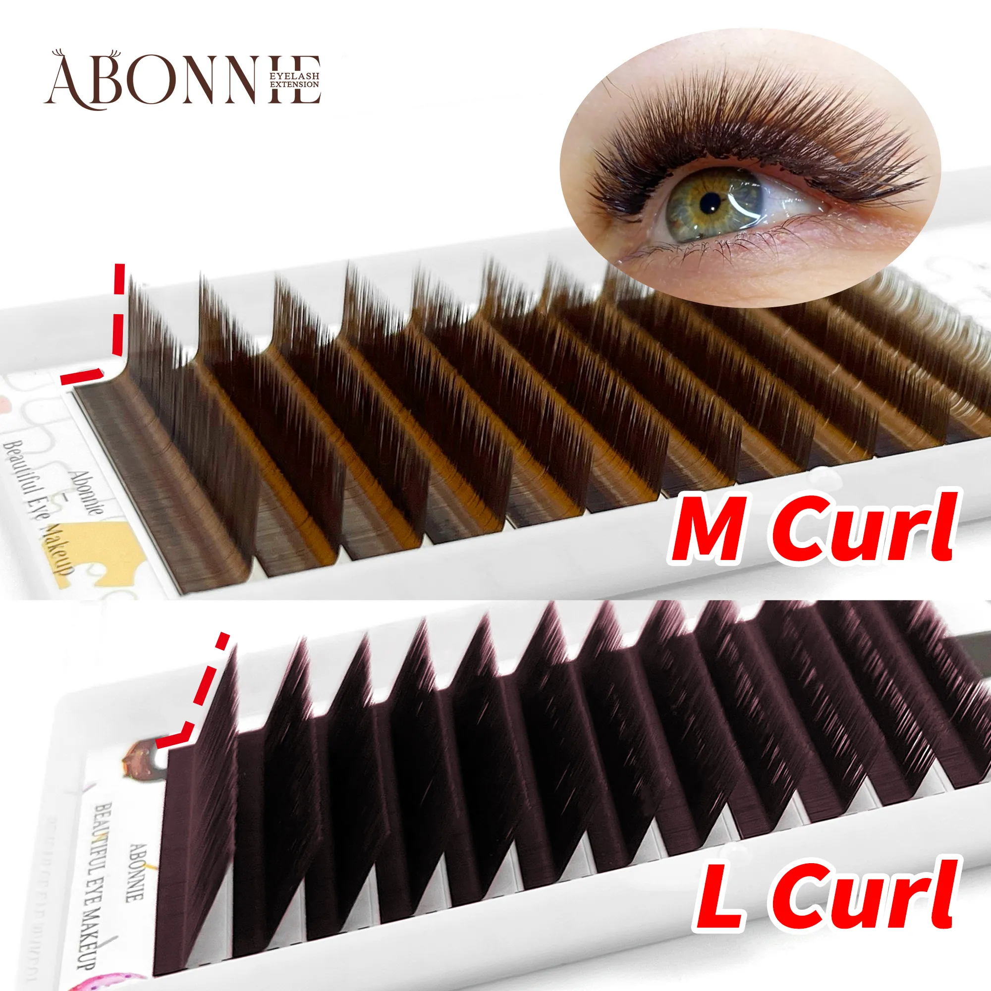 Abonnie LB Brown Lashes M Curl Classic Extension βλεφαρίδων Foxy Eye Lash Βλεφαρίδες κακάο Χρωματιστές βλεφαρίδες Χνουδωτές βλεφαρίδες