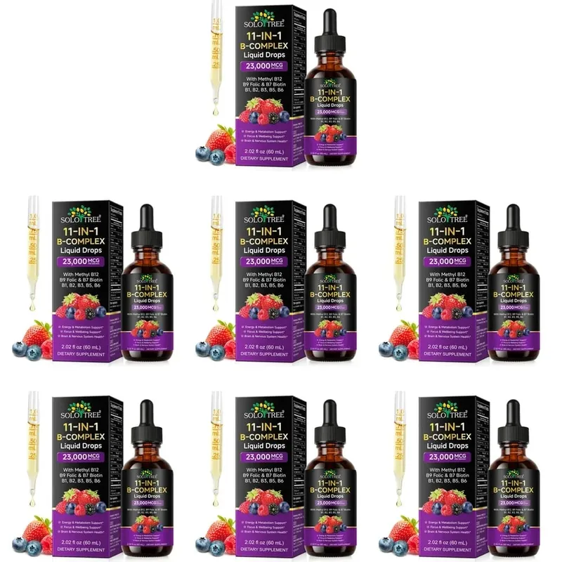 B-Complex Liquid Drops 11-in-1 Methyl B12 Folate Biotin Para sa Energy Focus at Brain Nervous Support Formula Pang-adulto 60ml