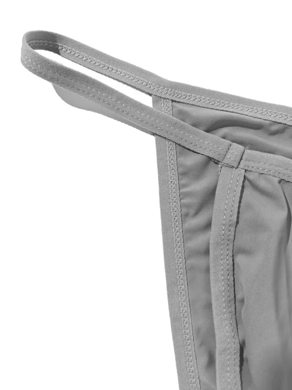 1PC Men's Sexy Low-Waist Briefs with Large Pouch Single Color Thin Belt Comfortable Thin Design for Summer Pure Color Underwear