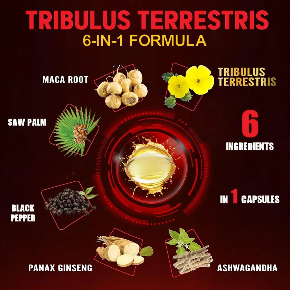 Tribulus Terrestris kivonat kapszula - Maca Ashwagandhával - Energiaállóság és természetes energia GMO-mentes