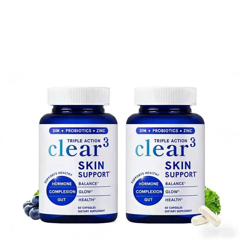 Συμπλήρωμα Clear³ Skin Support with DIM Probiotics & Zinc – Healthy Skin & Gut Nutritional Support 60 Κάψουλες
