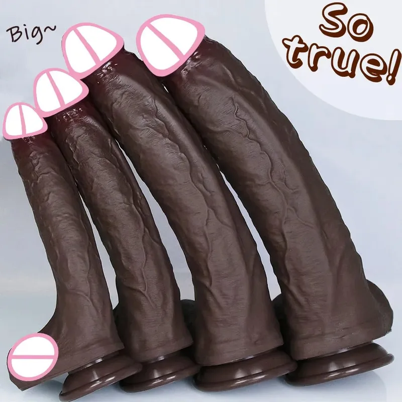 Realistic 4Sizes Soft Big Dildo Double Silicone Suction Cup Penis Couples Masturbation Soft Cock Woman Man Anal Adult Sex Toy