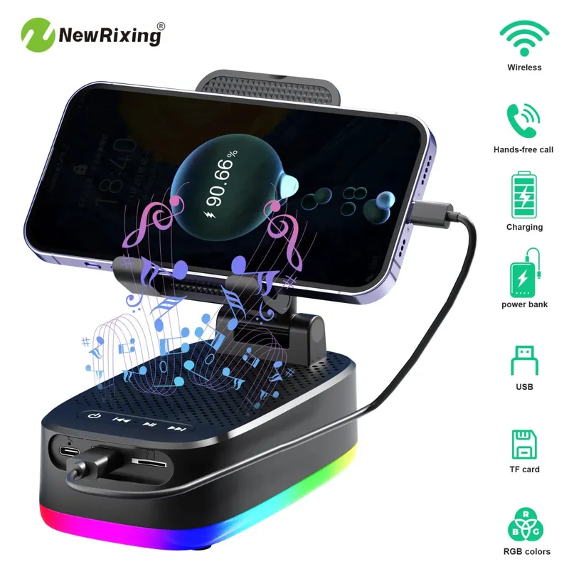 Wireless Phone Holder Portable Speaker Speaker Phone Holder Emergency Power Bank 1800mAh Battery USB Charging Hands-Free