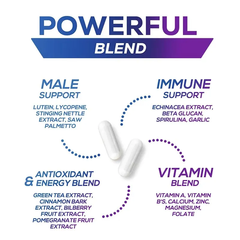 Men's Multivitamin – Pagpapalakas ng Immune na may Bitamina A B12 C D | Pang-araw-araw na Enerhiya at Non-GMO — image 2