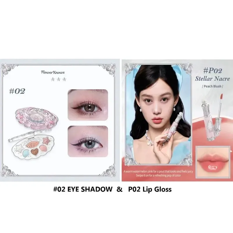 Σετ δώρου μακιγιάζ Flowerknow Shell's Jewel Eyeshadow Blush Lip Glaze Setting Powder Correcting Primer For Women Full Kit