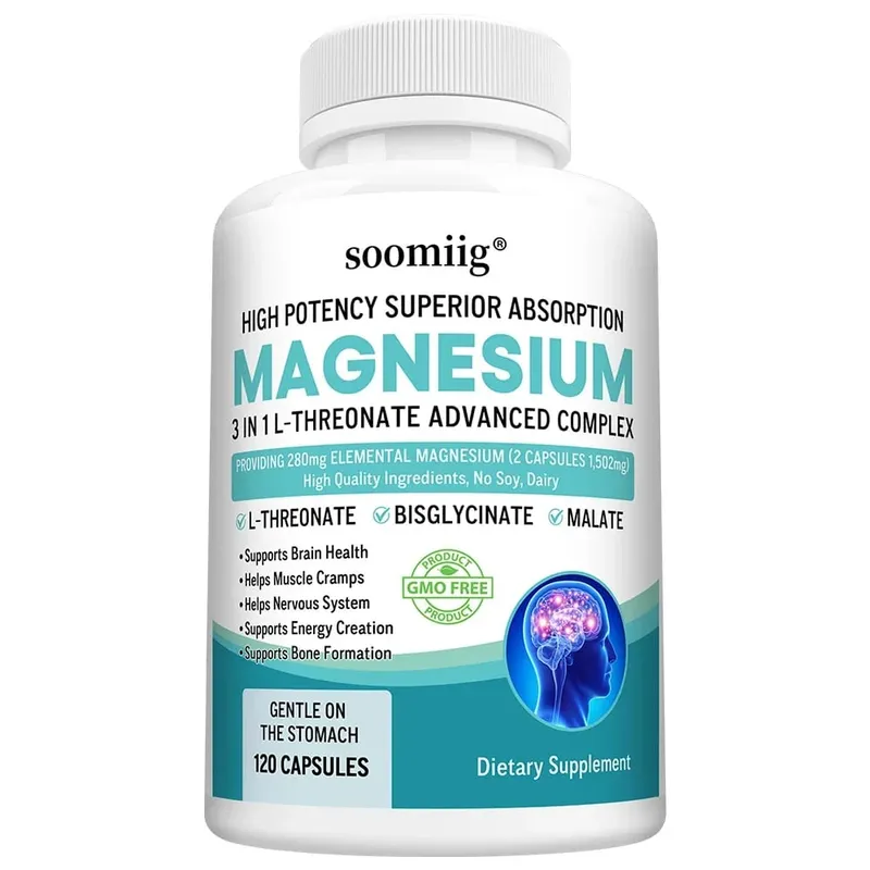 L-Threonate+Glycinate+Malate Magnesium - Βελτιώνει την ποιότητα του ύπνου Υποστηρίζει τη μνήμη και τη γνωστική λειτουργία Προωθεί την υγεία του εγκεφάλου