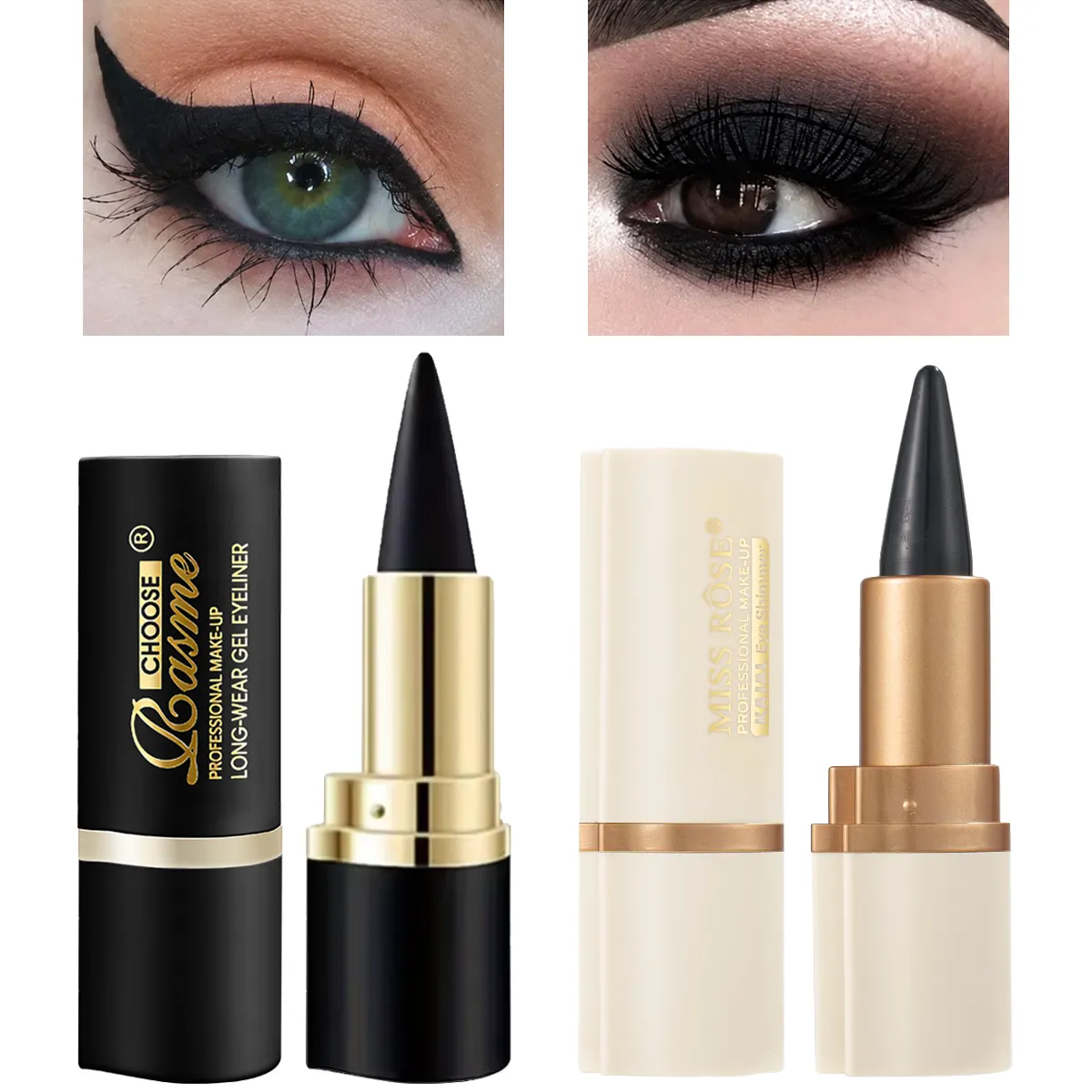Εργαλείο μακιγιάζ με αναδιπλούμενο gel eyeliner μολύβι αδιάβροχο μακράς διαρκείας, απαλό μαύρο μολύβι ματιών