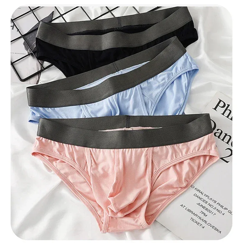 Men's Modal Briefs, Dual Separate Pouch Design, Ultra Thin Breathable High Stretch Underwear, Daily Comfort Wear