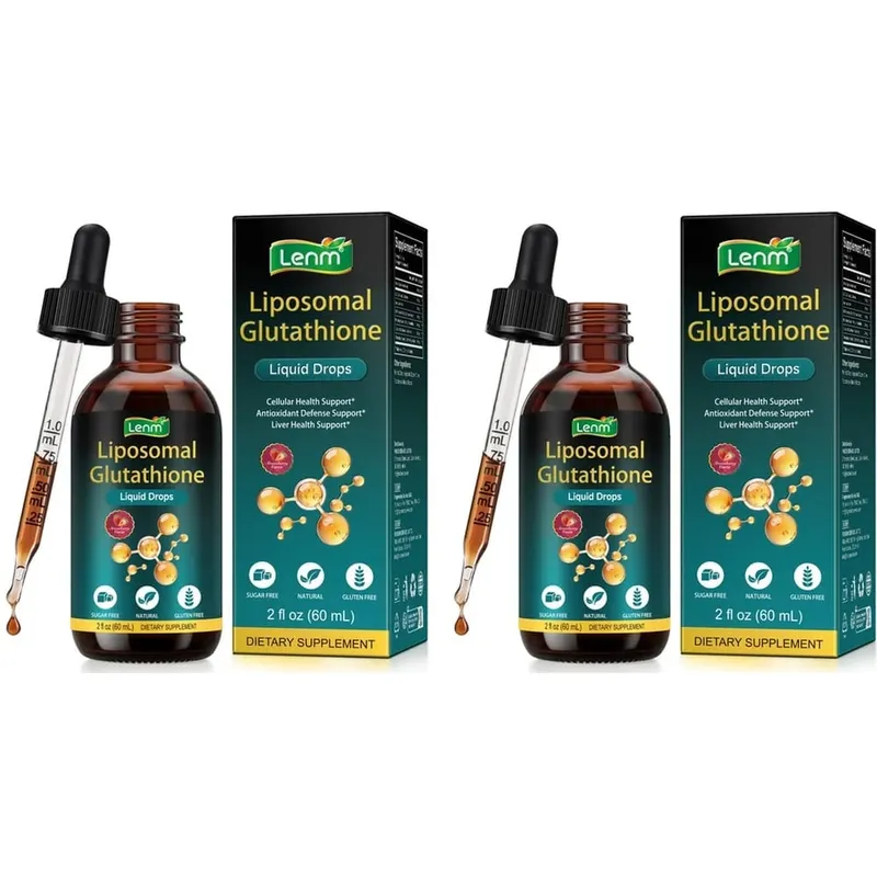 טיפות נוזלי של Lenm Liposomal Glutathione לתמיכה נוגדת חמצון בסלולר ובכבד עם NAC ויטמין C טעם תותים 60 מ"ל