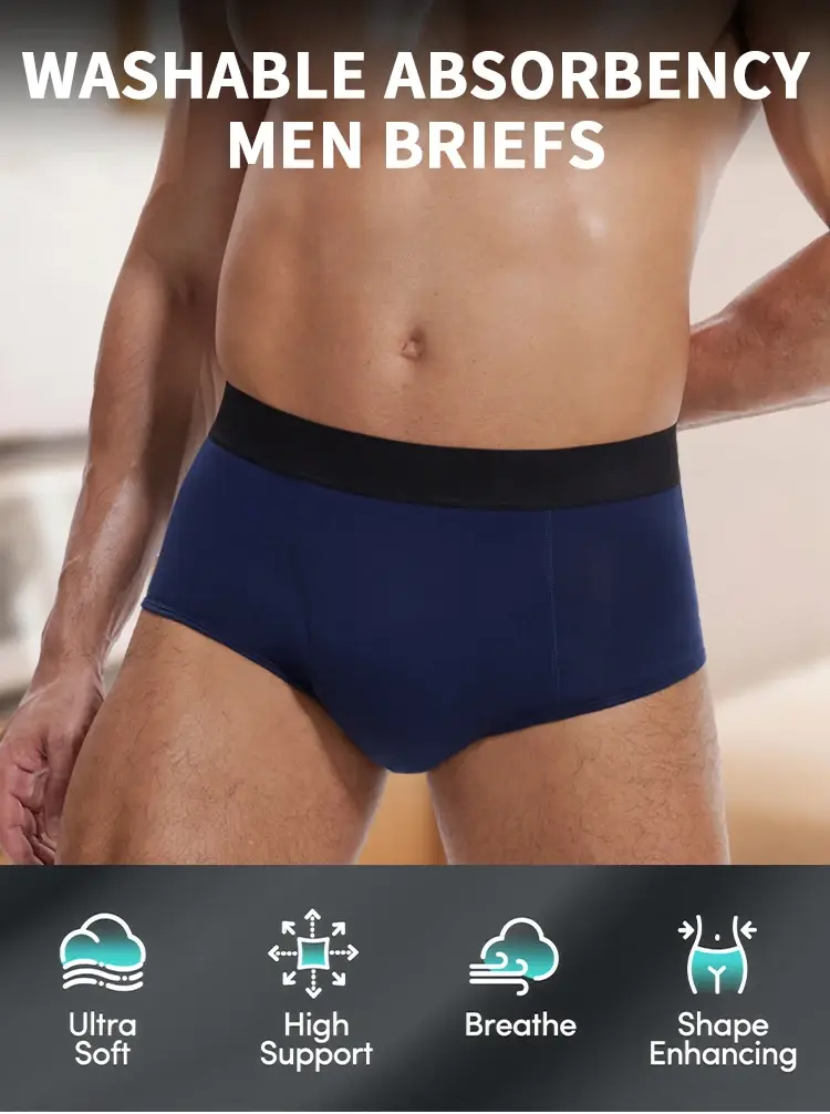 Incontinence Men Briefs Elder Cozy Urinary Panties Odorless Boxers Maximum Absorbency Boyshorts Leak Proof Cotton Underpants