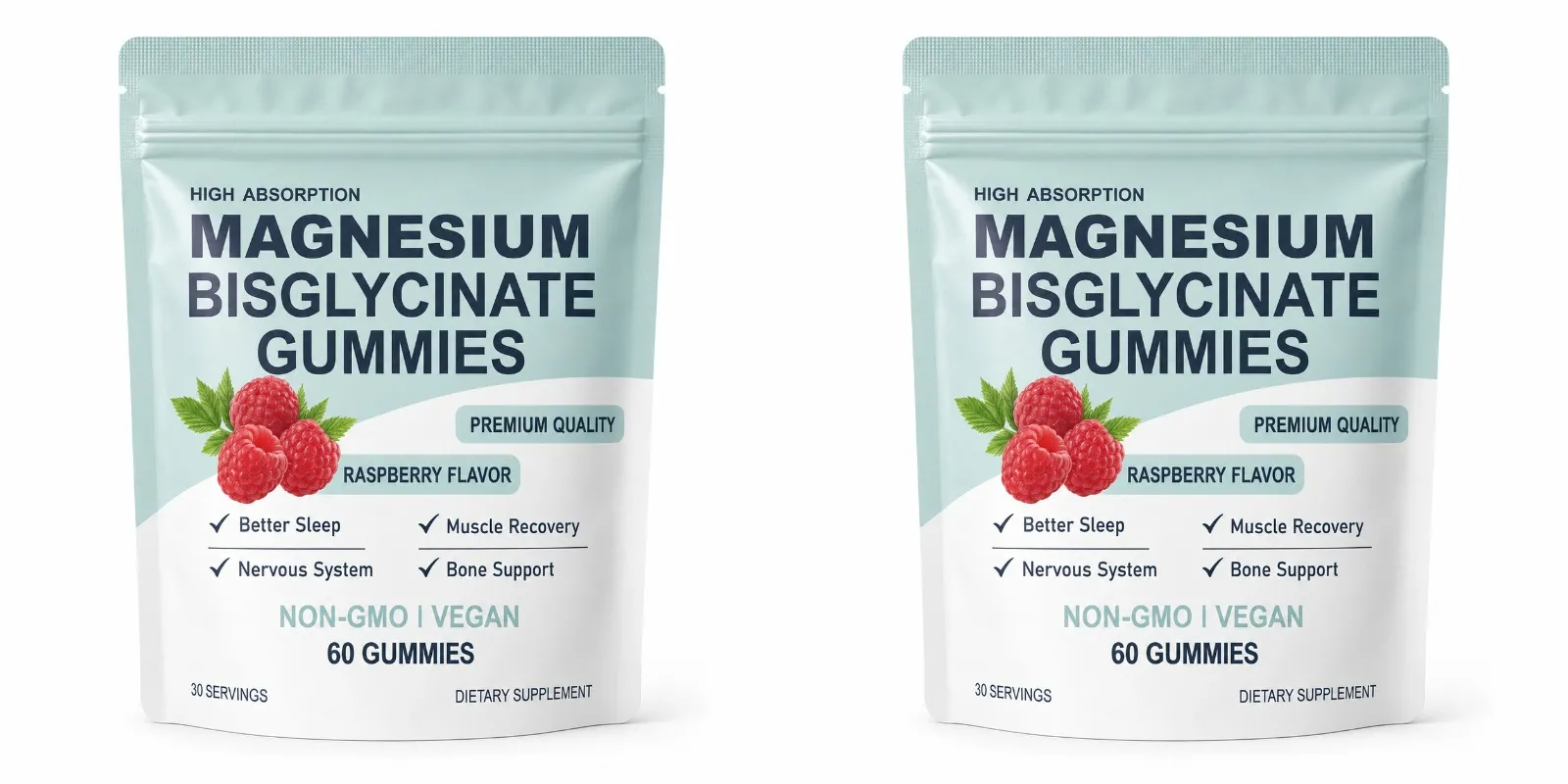 Υψηλής απορρόφησης Bisglycinate Magnesium Gummies Vegan Raspberry Flavor 60 Count Υποστήριξη Υγεία Μυϊκών Οστών Χωρίς ΓΤΟ χωρίς γλουτένη