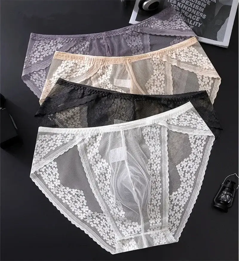 Lace Men's Underwear Ice Silk Calzoncillos Hombre 3D Convex Bag Adults 18 Plus Size Sexy Lingeries for Man Tangas Japonesa New 3256812281031515