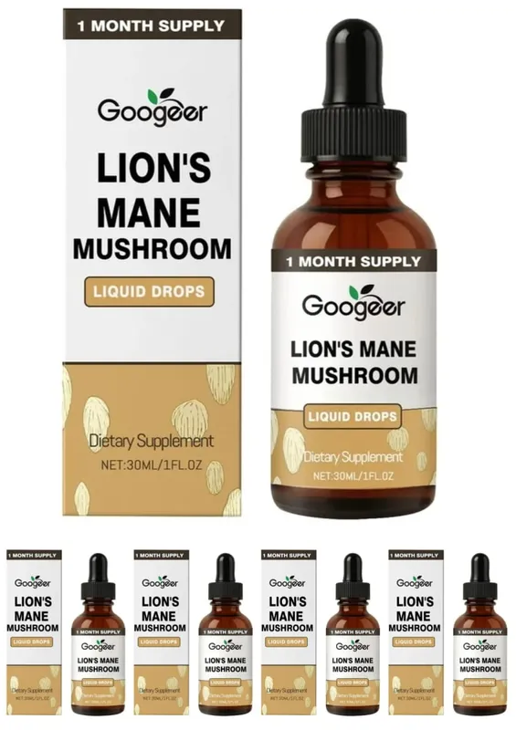 נוזל פטריות רעמת Googeer Lion's מפיל זיכרון ותמיכת מיקוד לבהירות קוגניטיבית זריזות נפשית ללא אלכוהול 30 ML