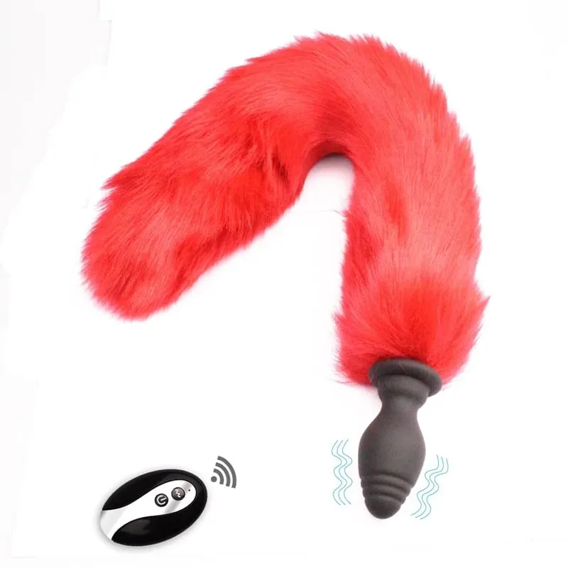 Fox Tail anális dugó vibráló távirányítóval - Műszőrme és szilikon szerepjáték Felnőtt játékok Többszínű BDSM szexjátékok pároknak