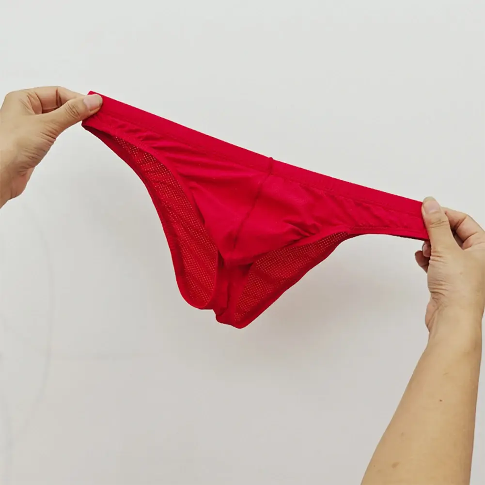 Sexy Skin Color Men Low Waist Mesh Breathable Jockstrap Pouch Half Hip Underwear Briefs Daily Fashion Panties