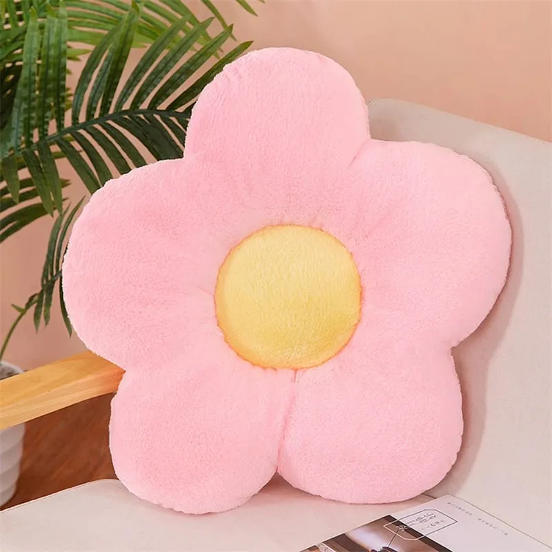 Praktikus 35 cm-es Kawaii színes virágos plüsspárna párna, puha napraforgó növényi szőnyeg, töltött kanapéágy alvó háttámla dekorációval