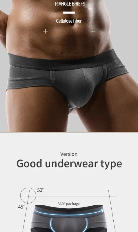5PCSMen's three-piece briefs with U-shaped pouch, modal fabric, breathable, summer youth low-rise bottom pants