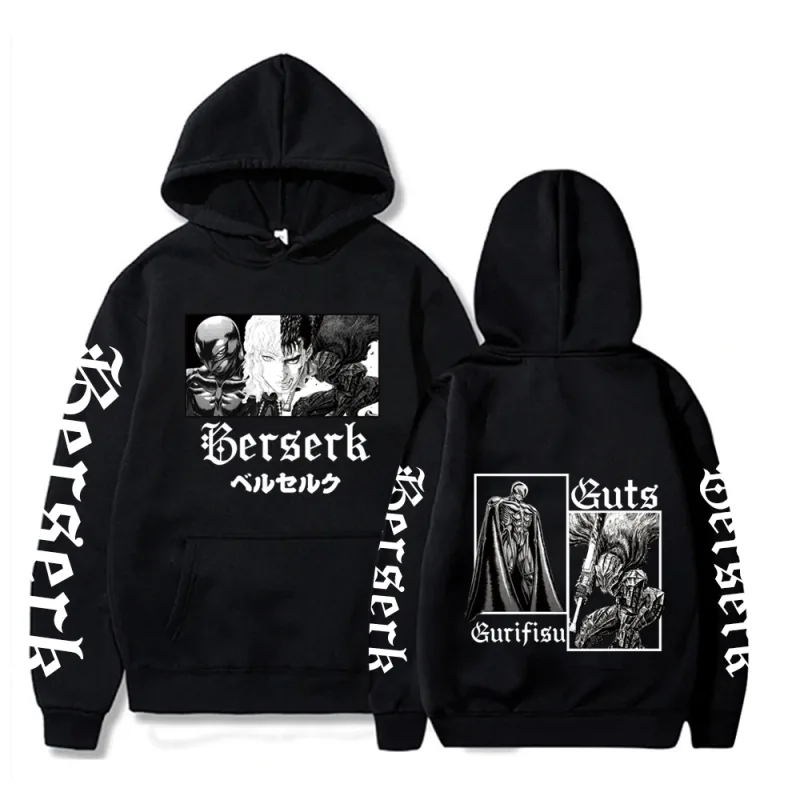Berserk sweat à capuche pour homme femmes à manches longues sweat polaire surdimensionné vestes manteaux drôle Berserk japonais Anime Streetwear