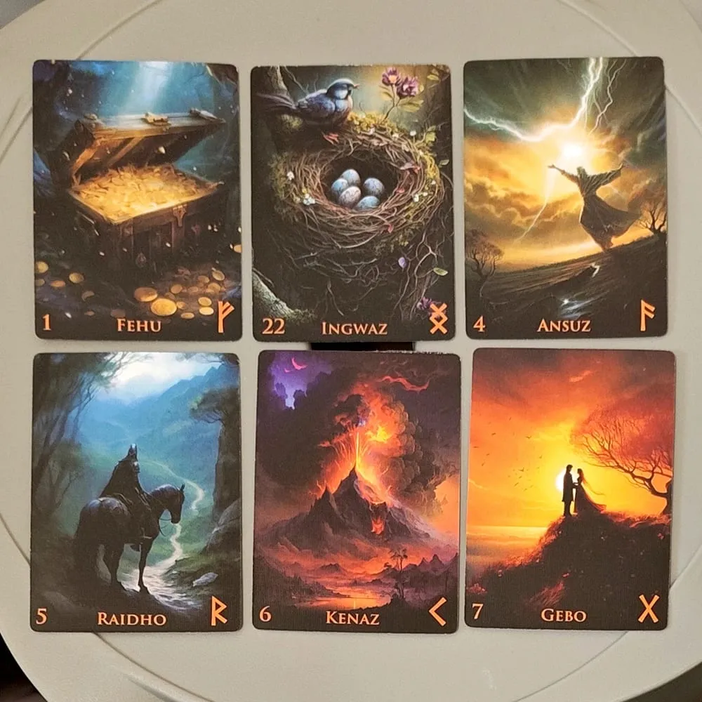 Weird World Runes Deck 9*6cm - 25 Elder Futhark Oracle Cards for Divination Τυπωμένες σε χαρτόνι με διπλό ανάγλυφο 350GSM — image 4