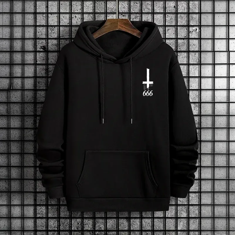 2025 Trendy Mens Hooded Sweatshirts Satan Pentagram Print Autumn Winter Casual Sportswear Urban Fashion Hoodies Male Top Outwear — image 9