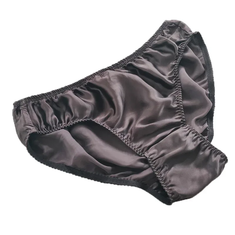 100% Mulberry Silk Men Sexy Underwear Wrinkle Briefs Breathable Male Panties Pure Silk Trigonometric Soft Man Underpants Summer