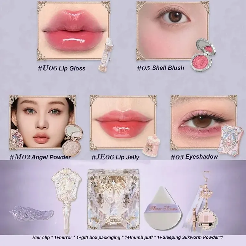 Flower Knows Strawberry Cupid Box Συλλογή Μακιγιάζ Σετ Καλλυντικά Πλήρες σετ Παλέτα Pressed Powder Blush Lipstick Κουτί δώρου