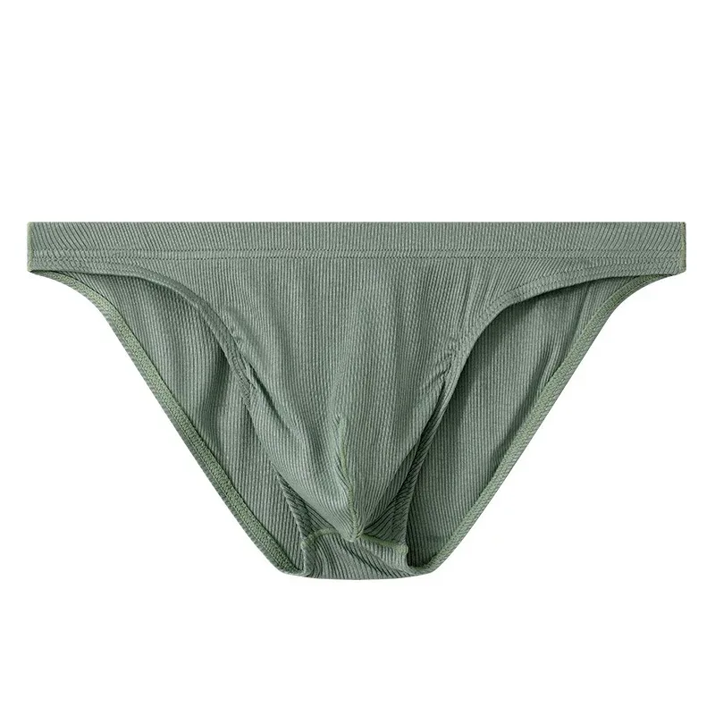 Men Rib Fabric Briefs Underpants Man Sexy Underwear Breathable Low Waist Mens Bikini Briefs Cuecas Big Pouch Hombre Slips
