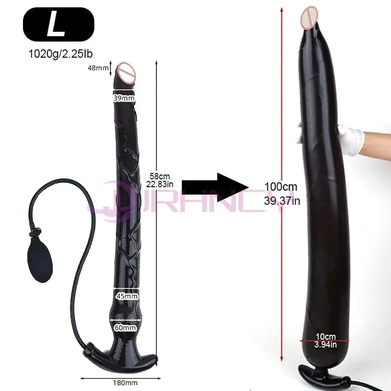 Super Long 100cm Inflatable Anal Dildos Liquid Silicone Huge Butt Plug in-depth Rectal Dilation Prostate Massage BDSM Sex Toys — image 8