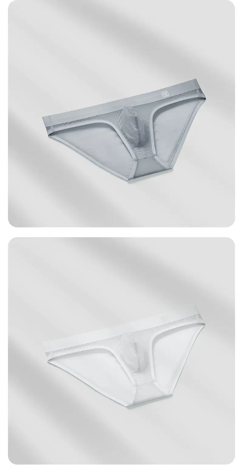 Ice Silk Ultra-thin Men Underwear Seamless Transparent Quick Drying Briefs Sexy U Bulge Pouch Triangle Underpants Erotic Panties