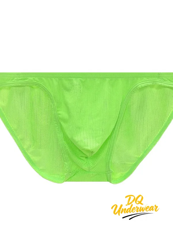 1PCS Men Neon Mesh Bikini Briefs Solid Color Elastic Waistband Multi Color Low Rise U Convex Pouch Breathable Quick Dry BS839