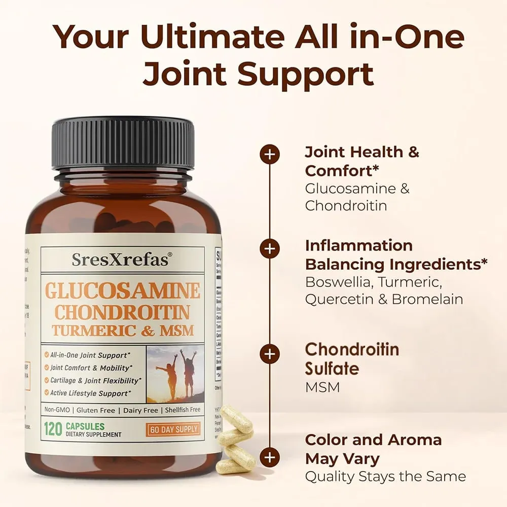 Glucosamine Chondroitin Extra Strength Capsules Joint Support Antioxidant Immune Support Supplement for Adults
