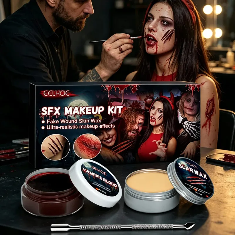 Κιτ μακιγιάζ SFX Fake Wound Vampire Blood Real Effect Μεγάλης διάρκειας Ασφαλές και φιλικό προς το δέρμα Σετ μακιγιάζ ειδικών εφέ απόκριες