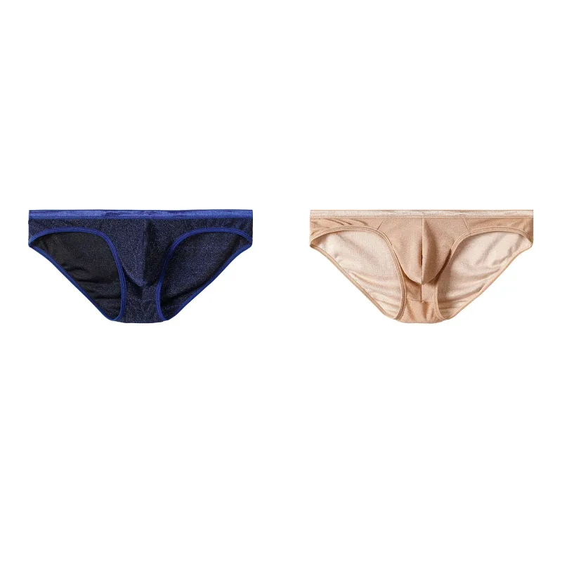 Men's Ice Silk Triangle Panties Sexy U-Shape Thin Briefs Breathable Mesh Low-Waist Underwear