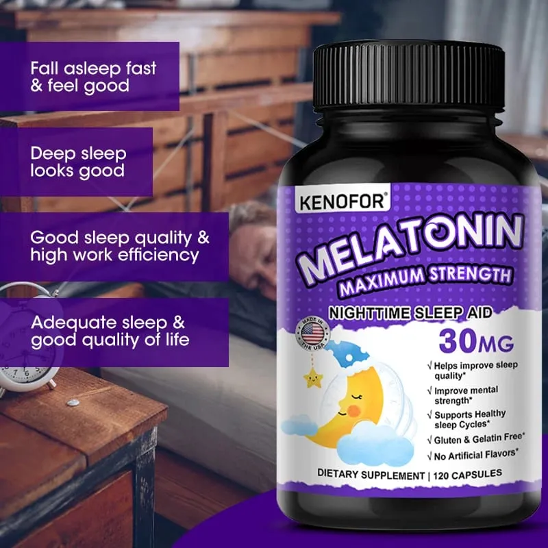 Melatonin Capsules 30mg - Promote Falling Asleep Quickly Calm The Mind Natural Sleep Aid Supplement
