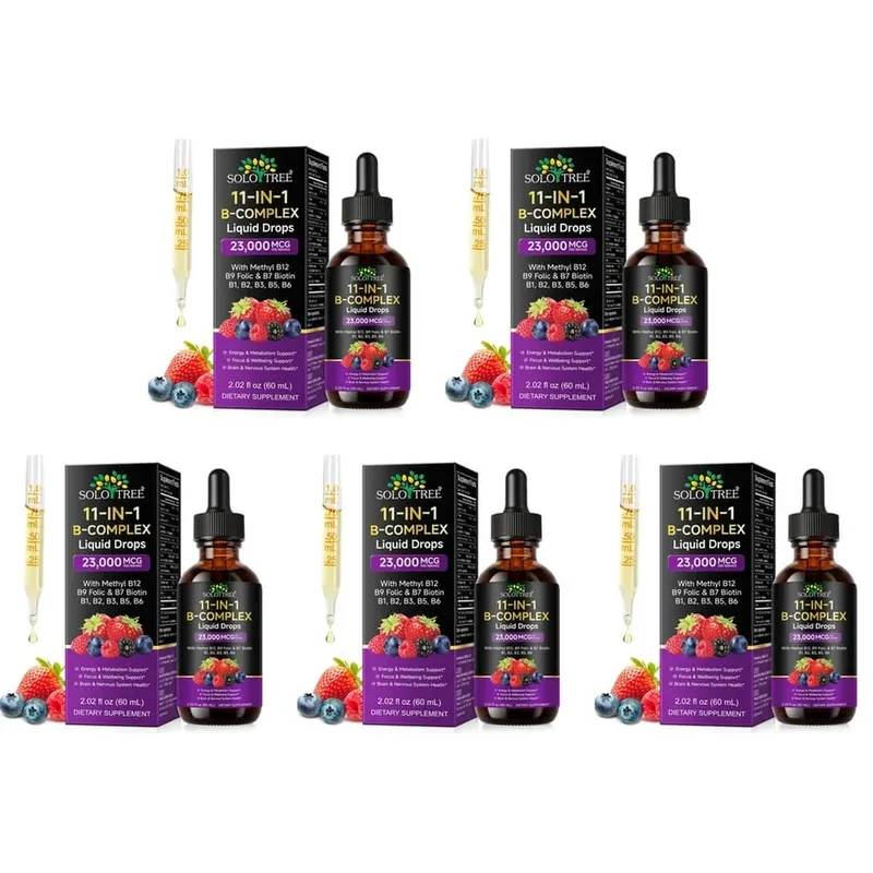 B-Complex Liquid Drops 11-in-1 Methyl B12 Folate Biotin Para sa Energy Focus at Brain Nervous Support Formula Pang-adulto 60ml