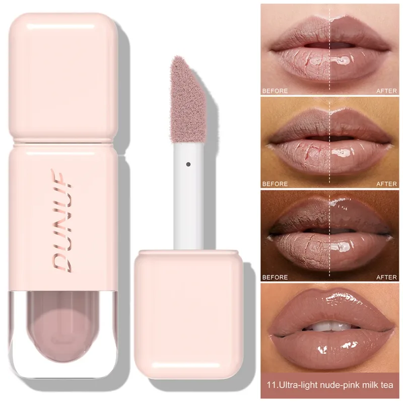 Glossy Lip Gloss Mirror Water Lip Tint Long Lasting Non-sticky Cup Liquid Lipstick Moisturizing Nude Red Brown Lip Makeup — image 8