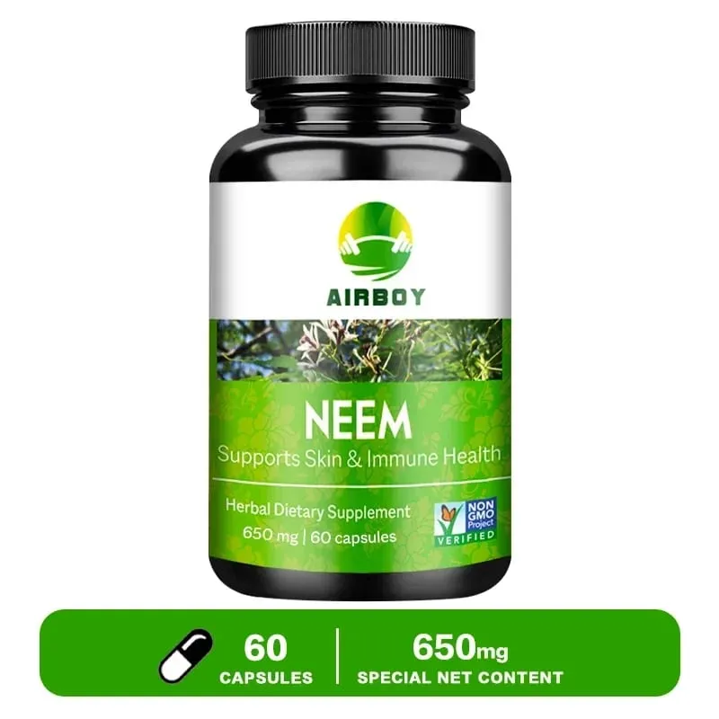 Organic Neem Supplement - Herbal Acne Supplements Supporting Clear Skin and Detox Supports Immune Health