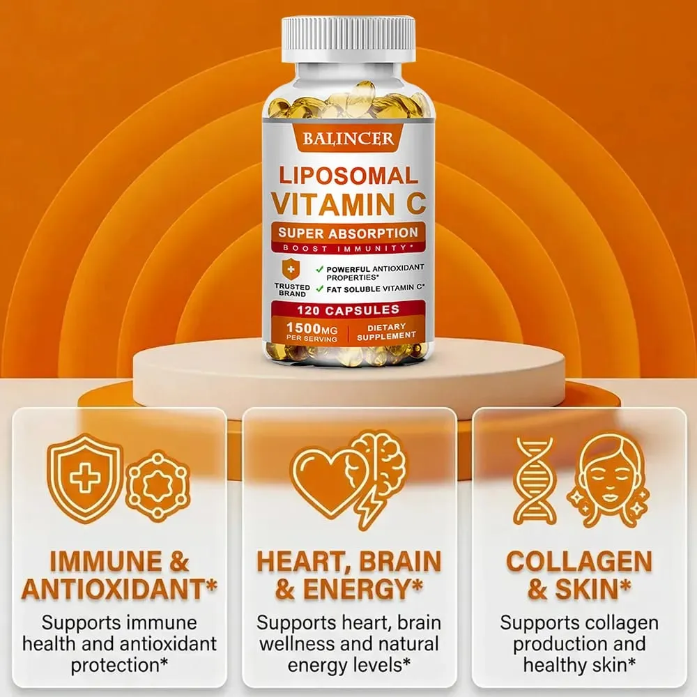 Λιποσωματική Βιταμίνη C 1500mg Υψηλής Απορρόφησης Λιποδιαλυτό Ασκορβικό Οξύ Ανοσολογική Υποστήριξη Ενισχυτικό κολλαγόνου & Αντιοξειδωτικό Συμπλήρωμα