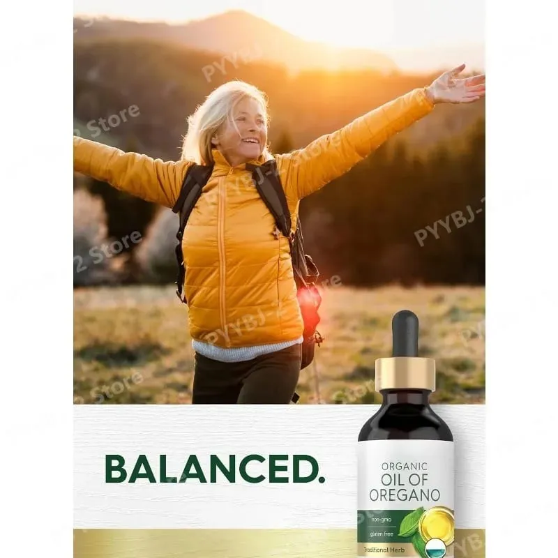 Minyak Organik Oregano Cair Tetes Suplemen Herbal Vegan Kesehatan Non-GMO Bebas Gluten Dukungan Nutrisi Harian 60Ml Per Botol