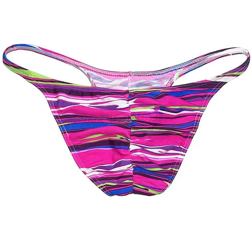 Men's Cheeky Briefs Underwear Pouch Male Ruched Bikini Swimwear Sexy Underpants High Elasticity, Low Waist, Floral Print sexy