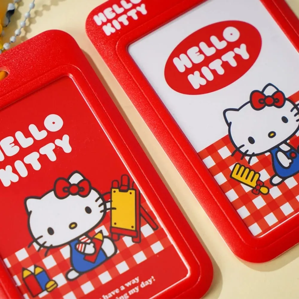 Asli Sanrio Hello Kitty Slide ID Tag Nama Identitas Pemegang Lencana Reel Kasus Izin Kerja Staf Karyawan Lulus Kartu Kerja Hadiah
