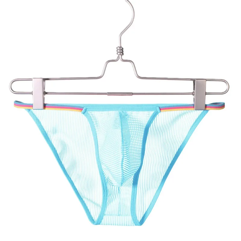 Men's Low Waist Briefs Sheer Striped Design Soft Comfortable Breathable Quick Dry Underwear for Men 5 Colors Available S-XL