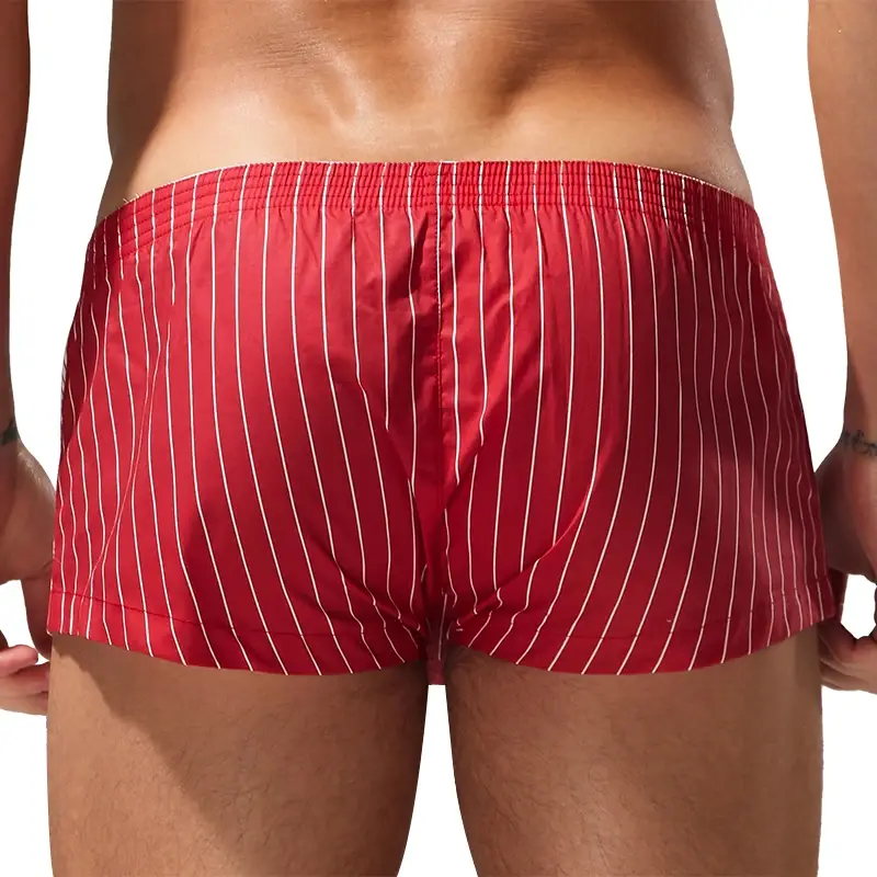 Seobean Men's Color-Block Striped Pure Cotton Home Underwear Shorts Comfortable Breathable Casual Pants for Men